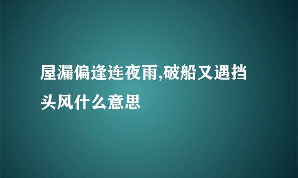 屋漏偏逢连夜雨,破船又遇挡头风什么意思
