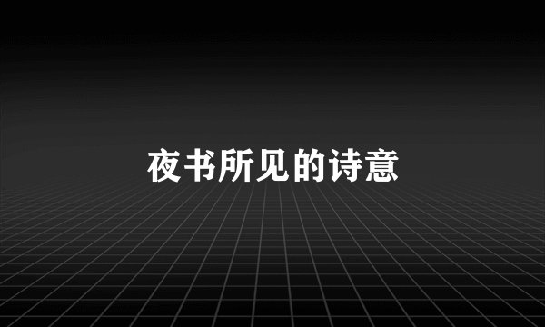 夜书所见的诗意