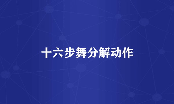 十六步舞分解动作