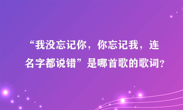 “我没忘记你,你忘记我,连名字都说错”是哪首歌的歌词?