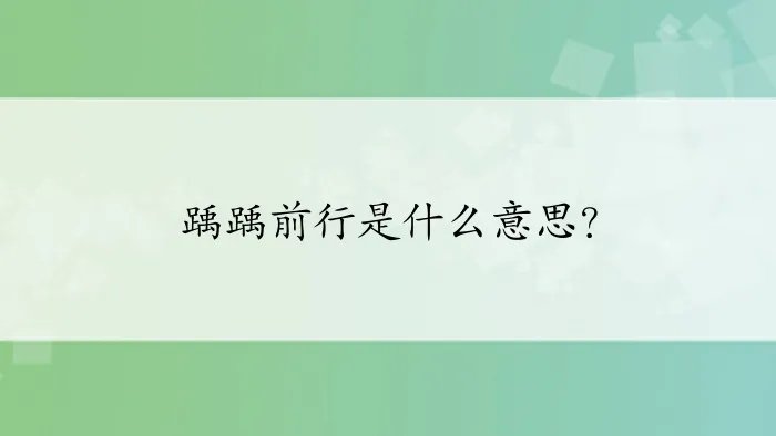 踽踽前行是什么意思？