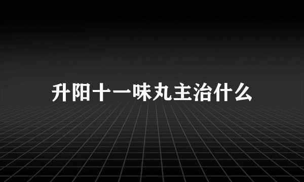 升阳十一味丸主治什么