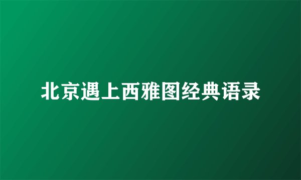 北京遇上西雅图经典语录