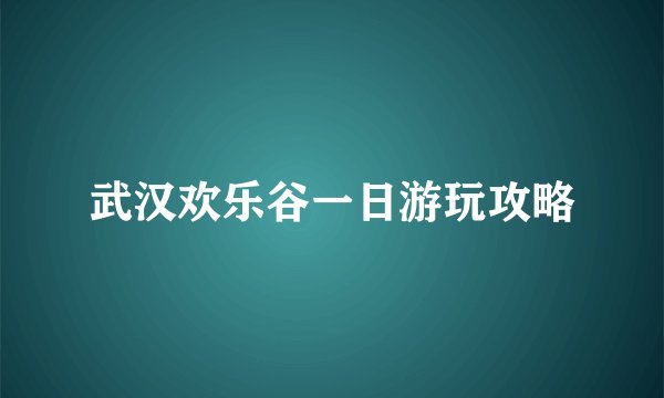 武汉欢乐谷一日游玩攻略