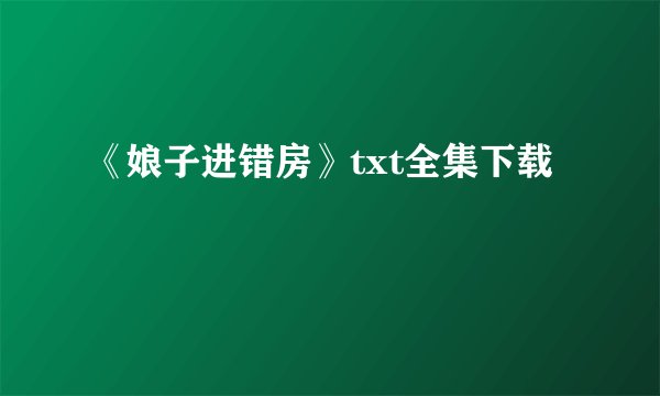 《娘子进错房》txt全集下载