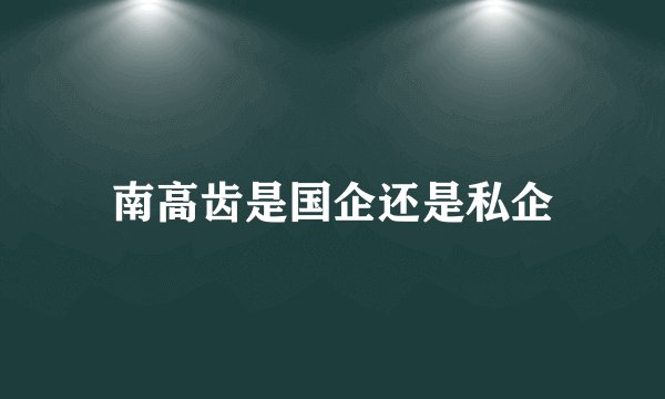 南高齿是国企还是私企