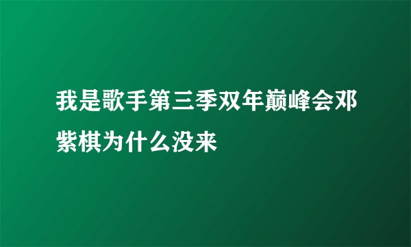 我是歌手第三季双年巅峰会邓紫棋为什么没来