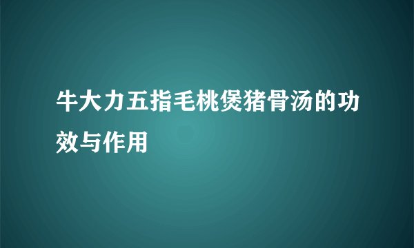 牛大力五指毛桃煲猪骨汤的功效与作用
