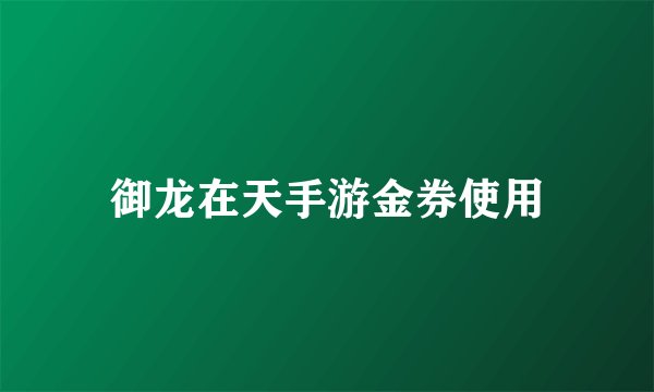 御龙在天手游金券使用