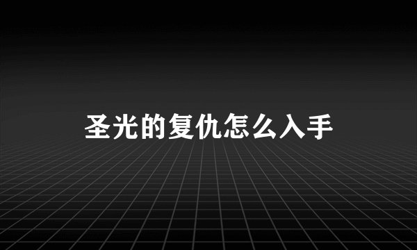 圣光的复仇怎么入手