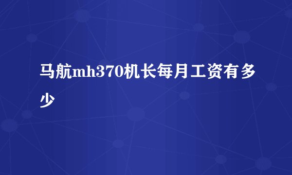 马航mh370机长每月工资有多少