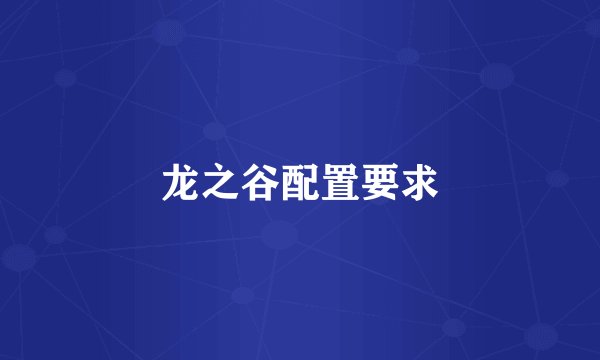 龙之谷配置要求