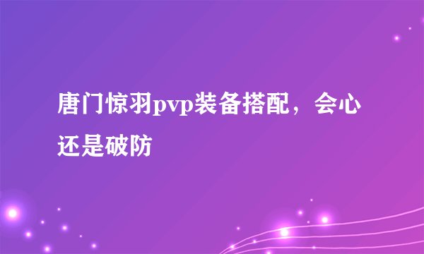 唐门惊羽pvp装备搭配，会心还是破防