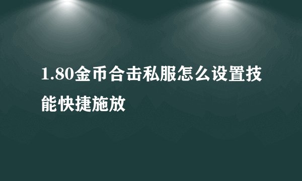 1.80金币合击私服怎么设置技能快捷施放