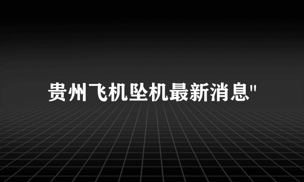 贵州飞机坠机最新消息