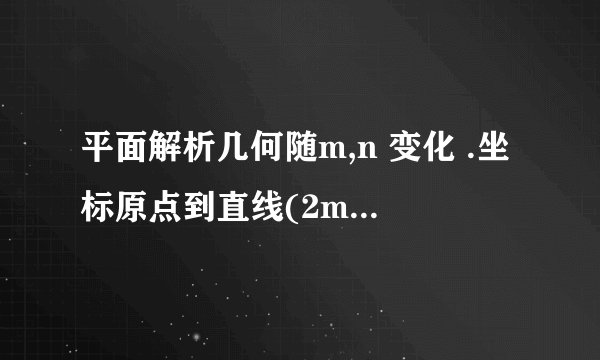 平面解析几何随m,n 变化 .坐标原点到直线(2m+n)x+(3m-n)y-m+2n=0 距离的最大值是