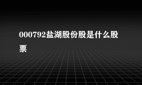 000792盐湖股份股是什么股票