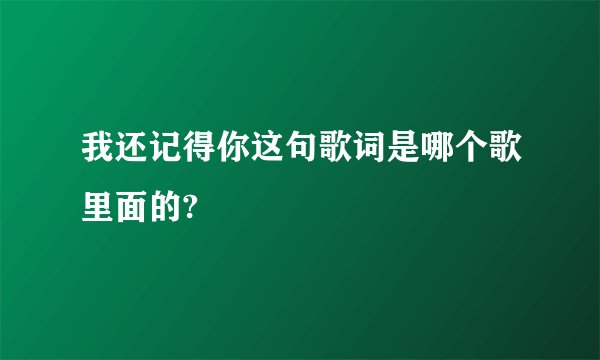我还记得你这句歌词是哪个歌里面的?