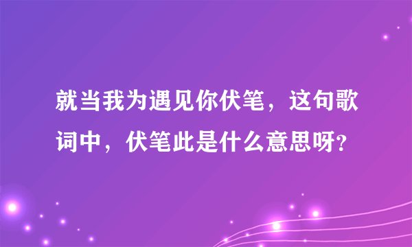 就当我为遇见你伏笔，这句歌词中，伏笔此是什么意思呀？