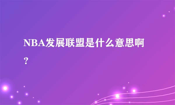 NBA发展联盟是什么意思啊？