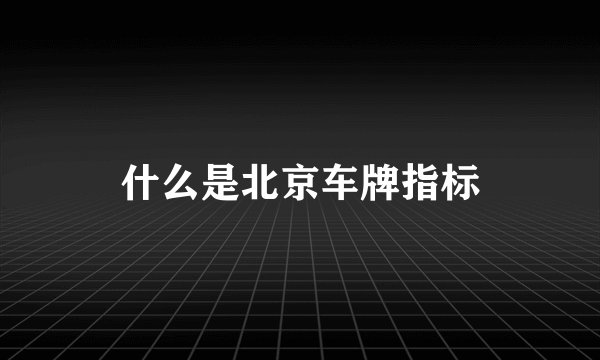 什么是北京车牌指标