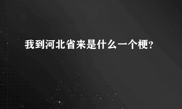 我到河北省来是什么一个梗?