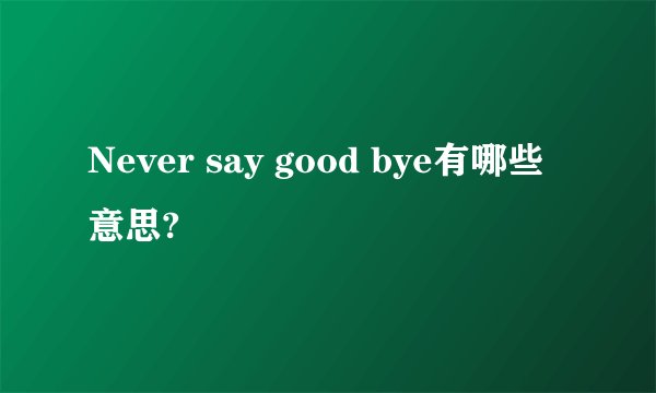 Never say good bye有哪些意思?