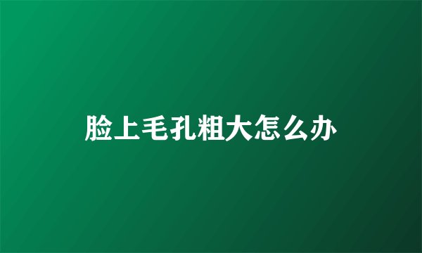 脸上毛孔粗大怎么办
