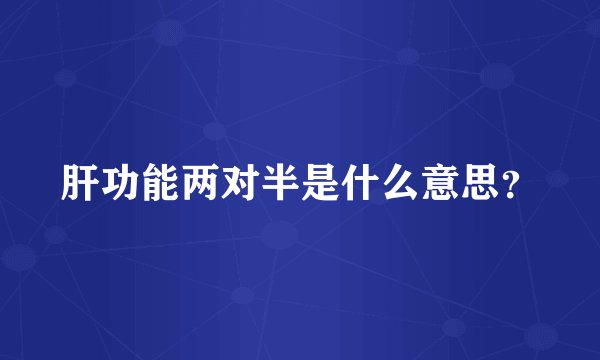 肝功能两对半是什么意思？