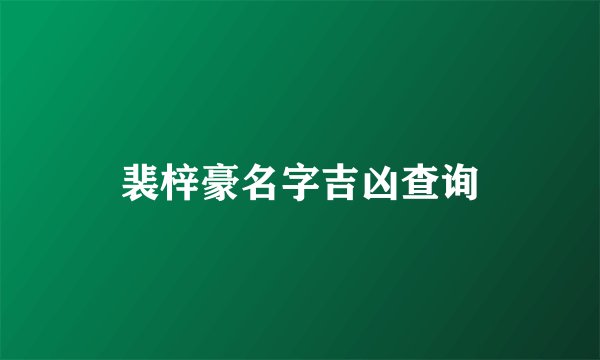 裴梓豪名字吉凶查询