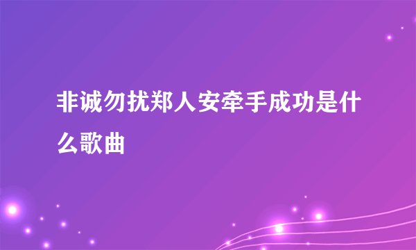 非诚勿扰郑人安牵手成功是什么歌曲
