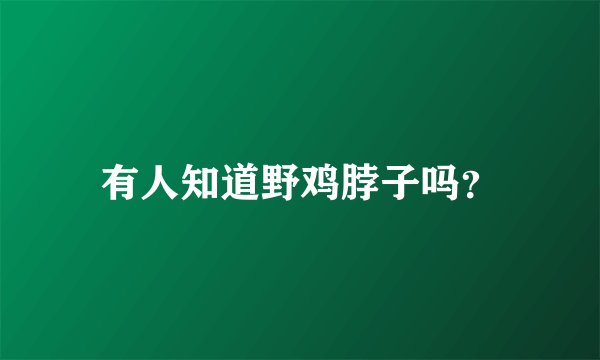 有人知道野鸡脖子吗？