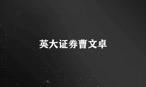 英大证券曹文卓
