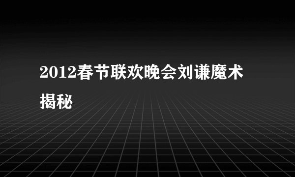 2012春节联欢晚会刘谦魔术揭秘