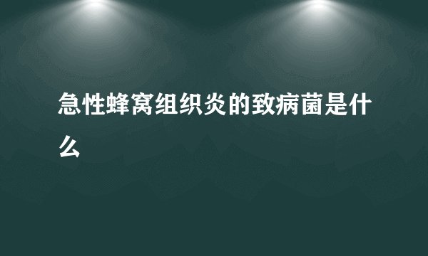急性蜂窝组织炎的致病菌是什么