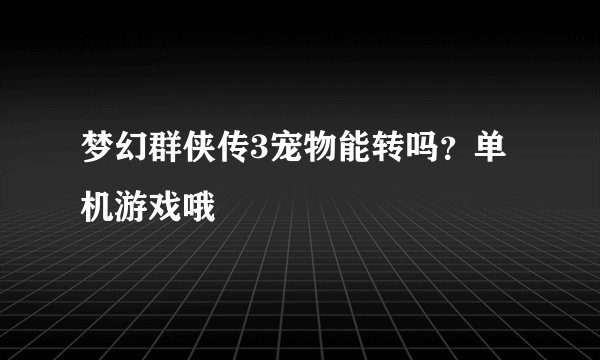 梦幻群侠传3宠物能转吗？单机游戏哦