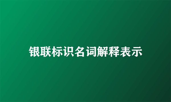 银联标识名词解释表示