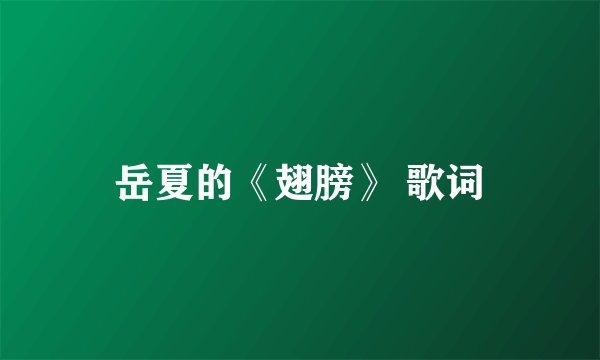 岳夏的《翅膀》 歌词