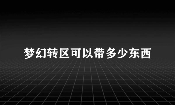 梦幻转区可以带多少东西
