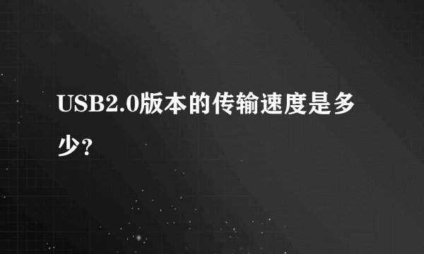 USB2.0版本的传输速度是多少？