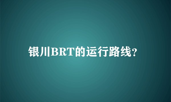 银川BRT的运行路线?