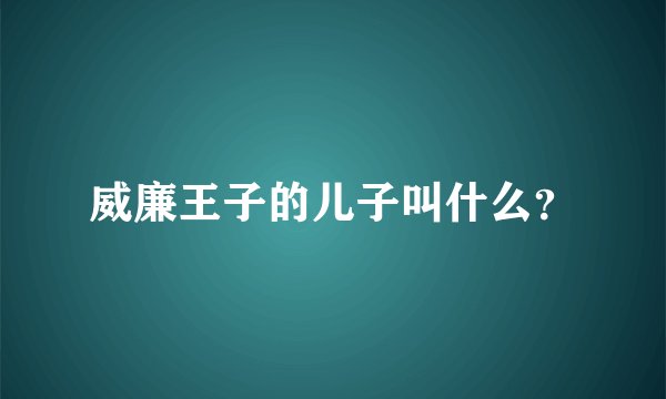 威廉王子的儿子叫什么？