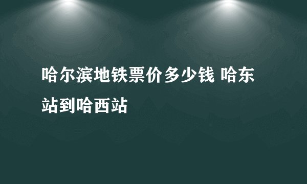 哈尔滨地铁票价多少钱 哈东站到哈西站