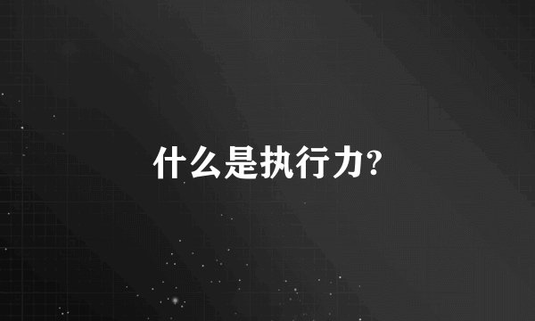 什么是执行力?