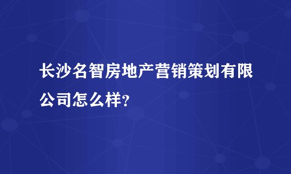长沙名智房地产营销策划有限公司怎么样？