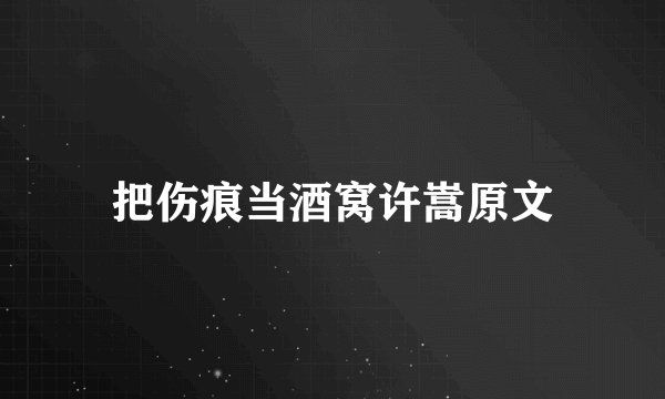 把伤痕当酒窝许嵩原文