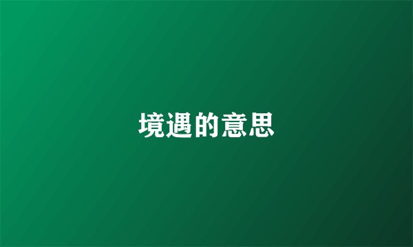 境遇的意思