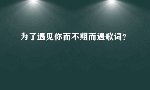 为了遇见你而不期而遇歌词？