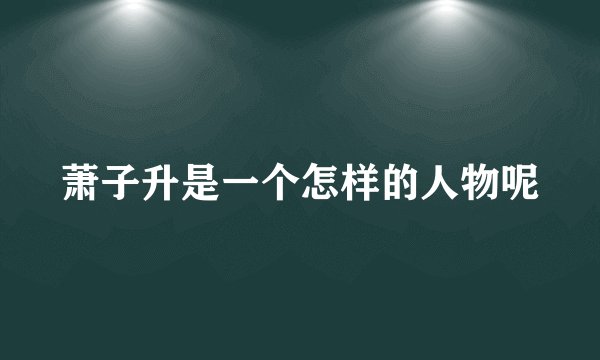 萧子升是一个怎样的人物呢