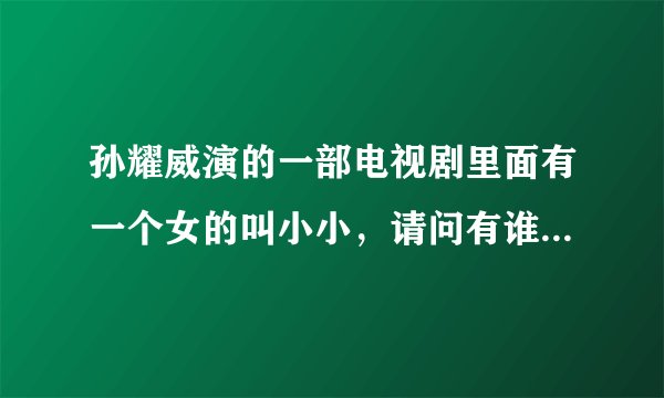 孙耀威演的一部电视剧里面有一个女的叫小小,请问有谁知道这个电视剧叫什么,是古装剧来的。